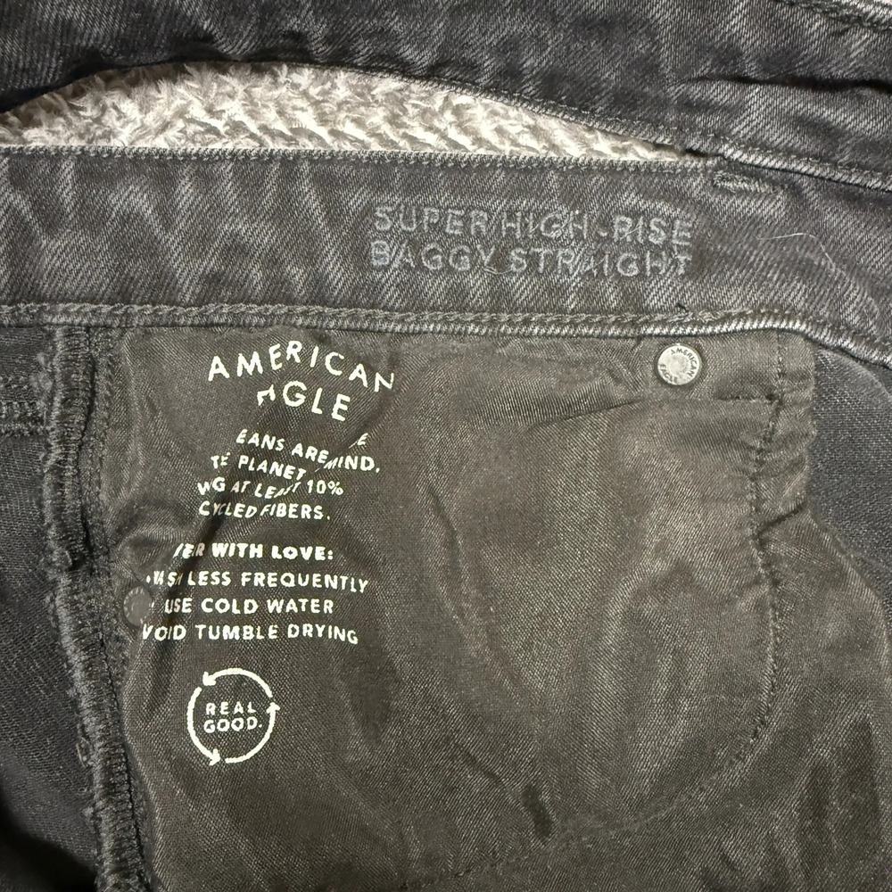 American Eagle Womens Jeans 14x30 Super High-Rise Baggy Straight Black - Picture 6 of 10